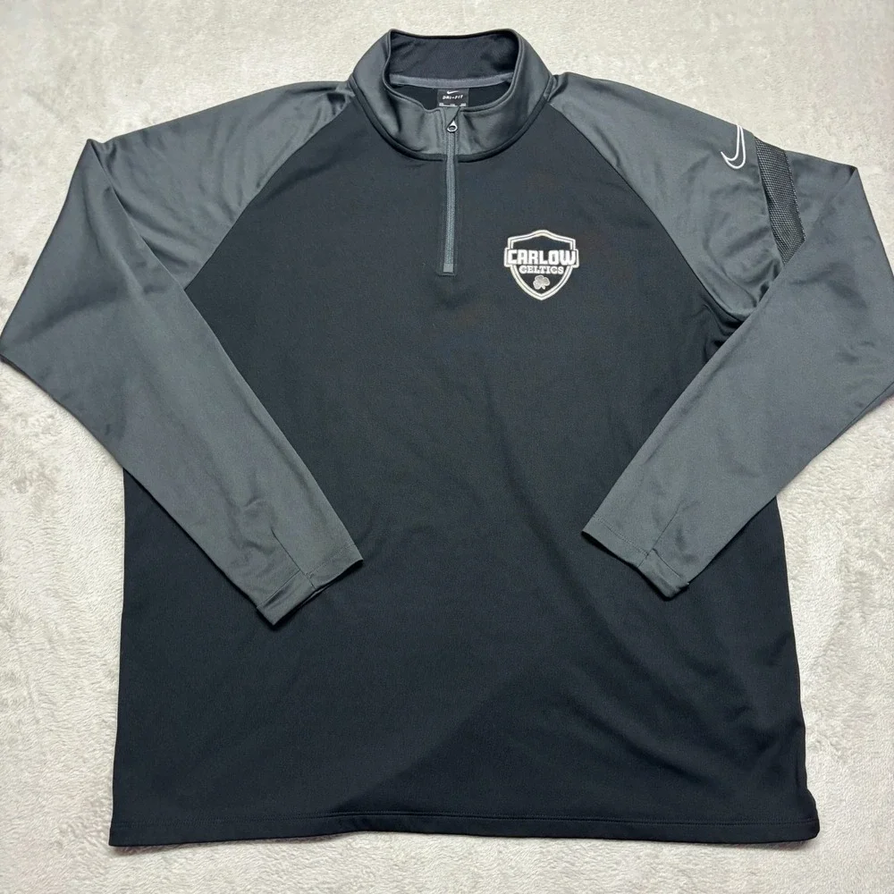 Carlow Celtics Nike 1/4 Zip Lightweight Pullover Jacket XXL Fleece Dri-Fit Black